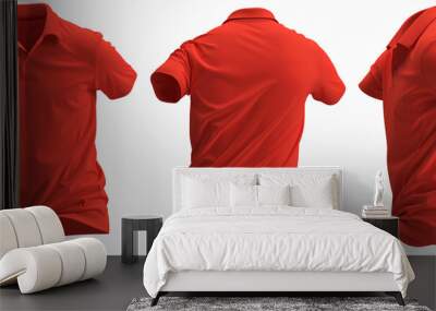 [ Red]3D Render Running, polo shirt, Short Sleeve, Rib Cuff, and collar, 2 Button, Pique fabric. Texture Wall mural